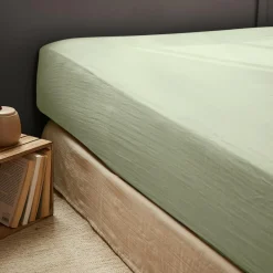 Drap housse gaze de coton (90 x 200 cm) Gaïa Vert tilleul