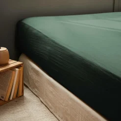 Drap housse gaze de coton (90 x 200 cm) Gaïa Vert sapin
