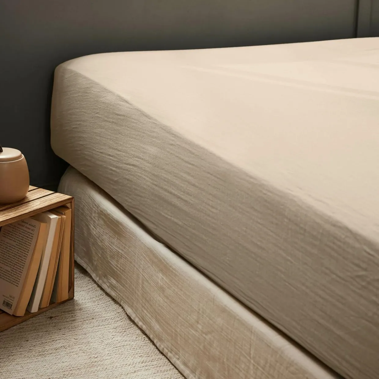 Drap housse gaze de coton (90 x 200 cm) Gaïa Ficelle