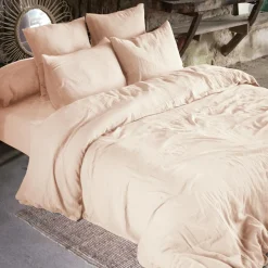 Drap housse gaze de coton (180 x 200 cm) Gaïa Rose poudré