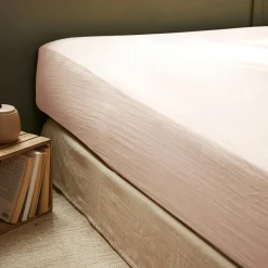 Drap housse gaze de coton (90 x 200 cm) Gaïa Rose poudré