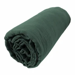 Drap housse gaze de coton (180 x 200 cm) Gaïa Vert Sapin