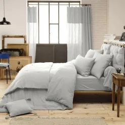 Drap housse gaze de coton (160 x 200 cm) Gaïa Gris nuage