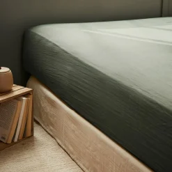 Drap housse gaze de coton (200 x 200 cm) Gaïa Vert romarin