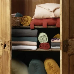 Drap housse gaze de coton (140 x 190 cm) Gaïa Gris nuage