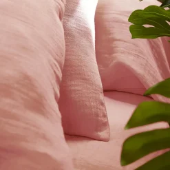 Drap housse gaze de coton (200 x 200 cm) Gaïa Rose pêche