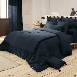 Drap housse gaze de coton (180 x 200 cm) Gaïa Bleu nuit