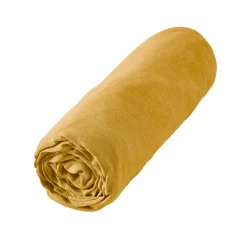 Drap housse lin lavé (180 x 200 cm) Louise Jaune moutarde