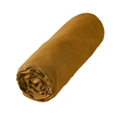 Drap housse lin lavé (180 x 200 cm) Louise Caramel