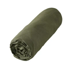 Drap housse lin lavé (160 x 200 cm) Louise Vert romarin