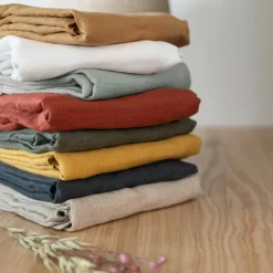 Drap housse lin lavé (160 x 200 cm) Louise Beige