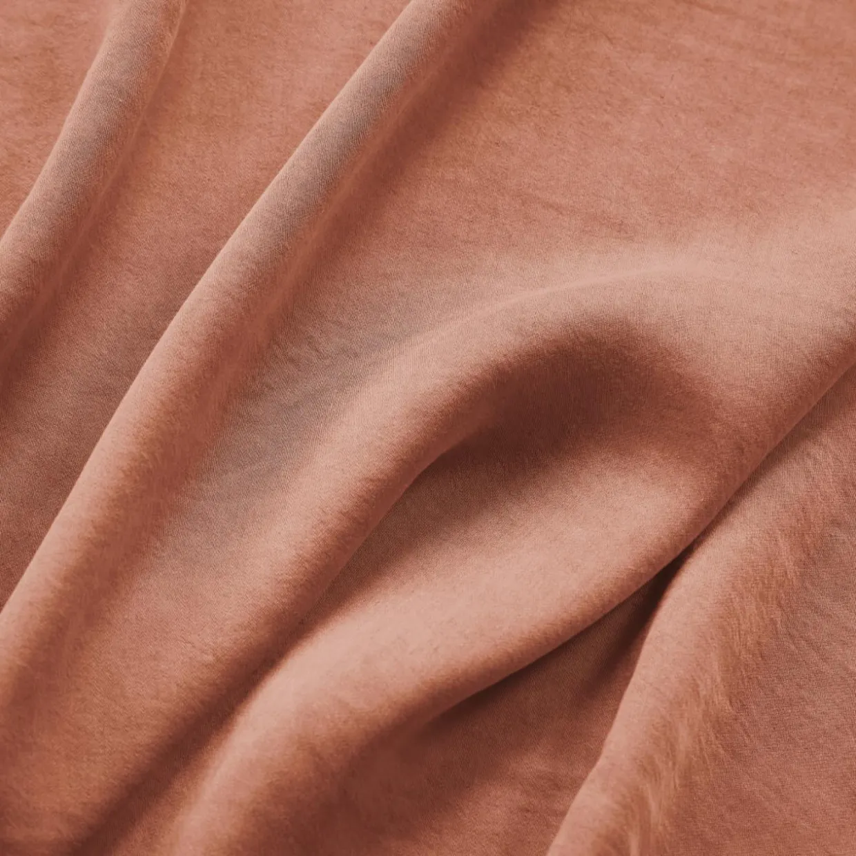 Drap housse lyocell Tencel™ lavé (90 x 200 cm) Olivia Terracotta