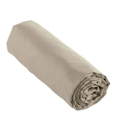 Drap housse percale de coton (140 x 200 cm) Cali Taupe