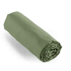 Drap housse percale de coton (90 x 200 cm) Cali Vert romarin