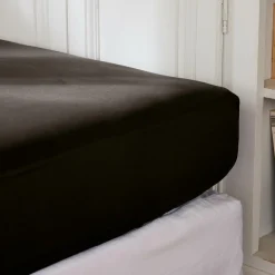 Drap housse percale de coton (140 x 190 cm) Cali Noir