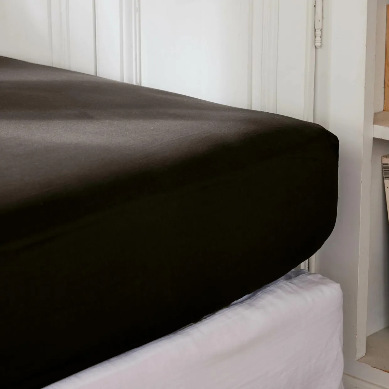 Drap housse percale de coton (140 x 190 cm) Cali Noir