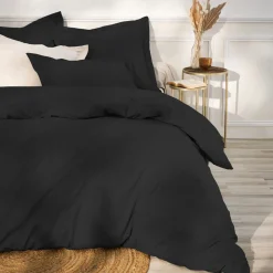 Drap housse percale de coton (90 x 200 cm) Cali Noir