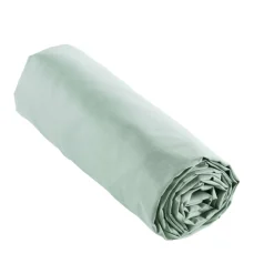 Drap housse percale de coton (200 x 200 cm) Cali Vert eucalyptus
