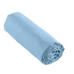 Drap housse percale de coton (180 x 200 cm) Cali Bleu ciel