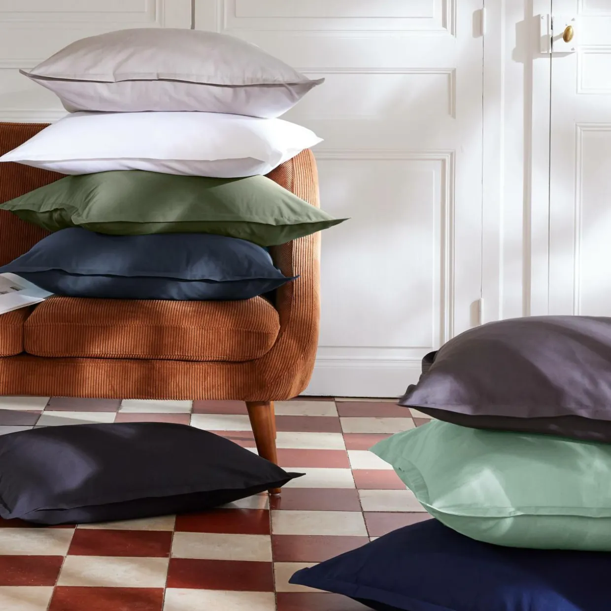 Drap housse percale de coton (90 x 190 cm) Cali Bleu marine