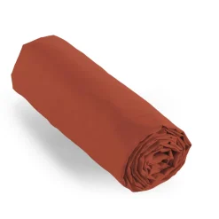 Drap housse percale de coton (140 x 200 cm) Cali Terracotta