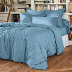 Drap housse percale de coton (160 x 200 cm) Cali Bleu ciel
