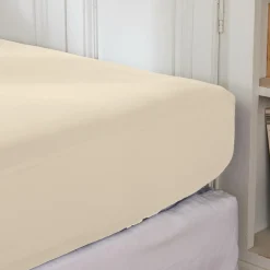 Drap housse percale de coton (160 x 200 cm) Cali Beige
