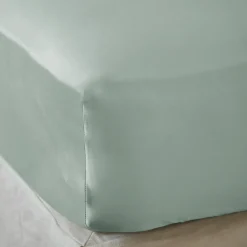 Drap housse satin de bambou (160 x 200 cm) Sienna Vert eucalyptus