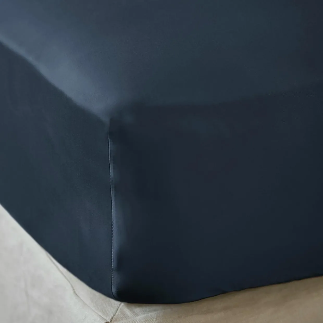 Drap housse satin de bambou (140 x 190 cm) Sienna Bleu nuit