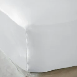 Drap housse satin de bambou (140 x 190 cm) Sienna Blanc chantilly