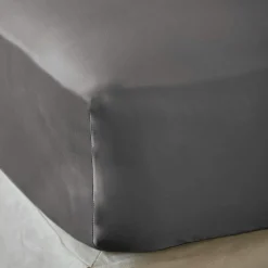 Drap housse satin de bambou (180 x 200 cm) Sienna Gris granit
