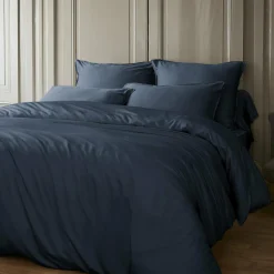 Drap housse satin de bambou (160 x 200 cm) Sienna Bleu nuit