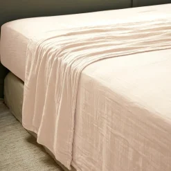 Drap plat gaze de coton (240 x 300 cm) Gaïa Rose poudré