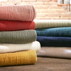 Drap plat gaze de coton (240 x 300 cm) Gaïa Ficelle