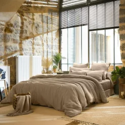 Drap plat gaze de coton (240 x 300 cm) Gaïa Ficelle