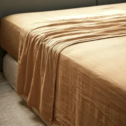 Drap plat gaze de coton (270 x 300 cm) Gaïa Camel