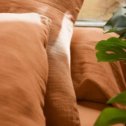 Drap plat gaze de coton (270 x 300 cm) Gaïa Abricot