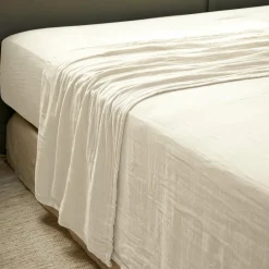 Drap plat gaze de coton (240 x 300 cm) Gaïa Beige pampa
