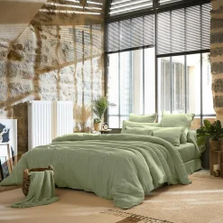 Drap plat gaze de coton (270 x 300 cm) Gaïa Vert tilleul