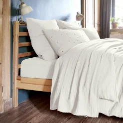 Drap plat gaze de coton (240 x 300 cm) Gaïa Blanc chantilly