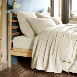 Drap plat gaze de coton (270 x 300 cm) Gaïa Beige pampa