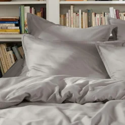 Drap plat percale de coton (270 x 300 cm) Cali Gris clair