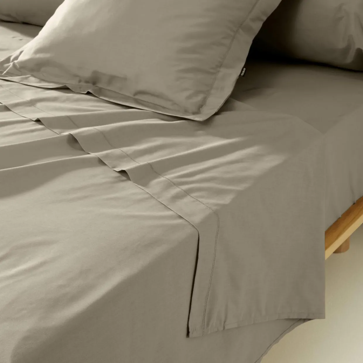 Drap plat percale de coton (270 x 300 cm) Cali Taupe
