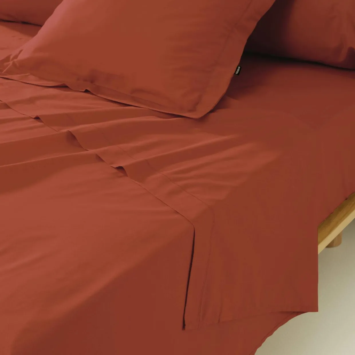 Drap plat percale de coton (180 x 290 cm) Cali Terracotta