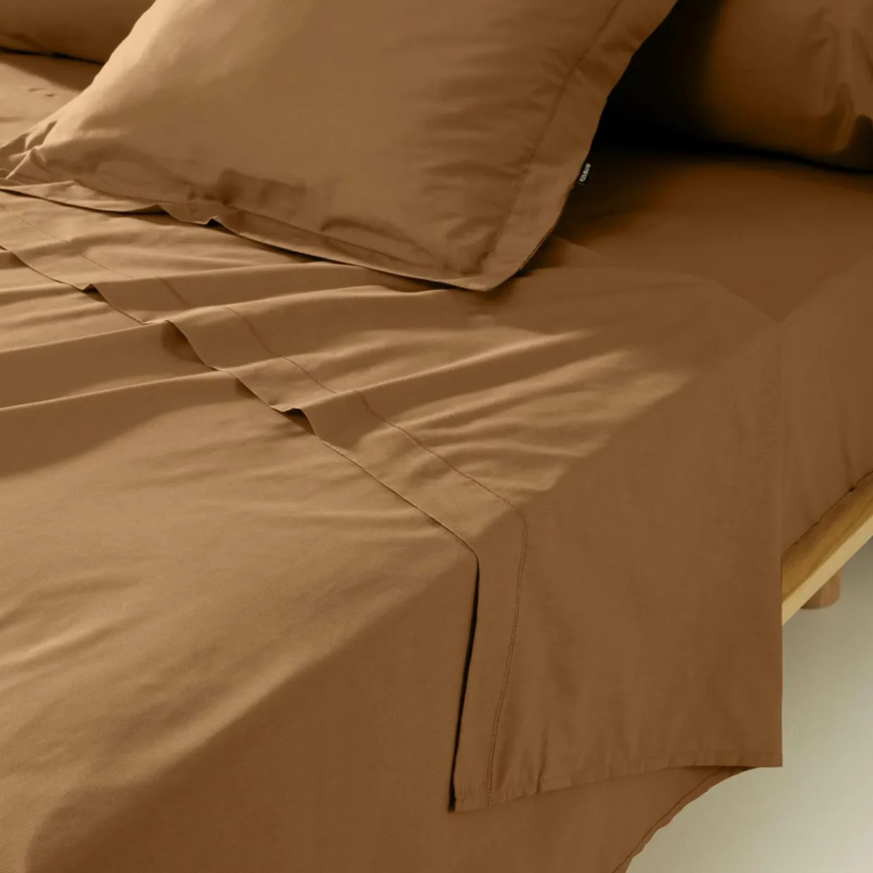 Drap plat percale de coton (240 x 300 cm) Cali Camel