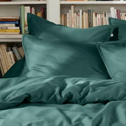 Drap plat percale de coton (180 x 290 cm) Cali Bleu canard