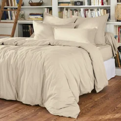 Drap plat percale de coton (180 x 290 cm) Cali Beige