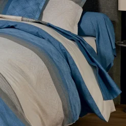 Drap plat satin de coton (280 x 325 cm) Tiago Bleu