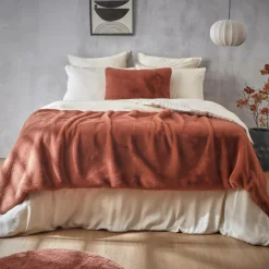Édredon fausse fourrure (90 x 220 cm) Finn Terracotta