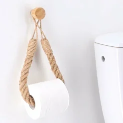 Dérouleur de papier - porte serviette adhésif Easy Chic Corde Naturel